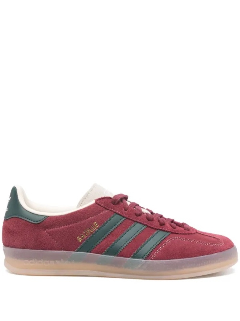 New adidas Gazelle Indoor Suede Sneakers - Burgundy with Dark Green Stripes - Picture 6 of 6